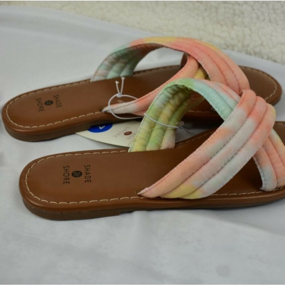 Shade & Shore Perla Crossband Slide Sandals Pink 7 - Picture 1 of 4